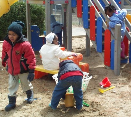 Children playing in a playground.